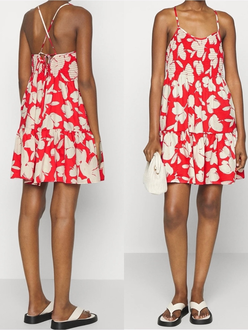 GAP | Red Floral Tiered Strappy Mini Dress
